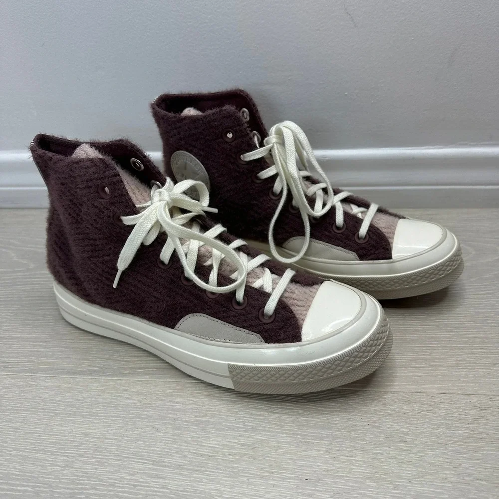 Converse Chuck 70 Hi Cozy Utility Womens 9 Burgundy Fuzzy Sneakers A01339C‎
